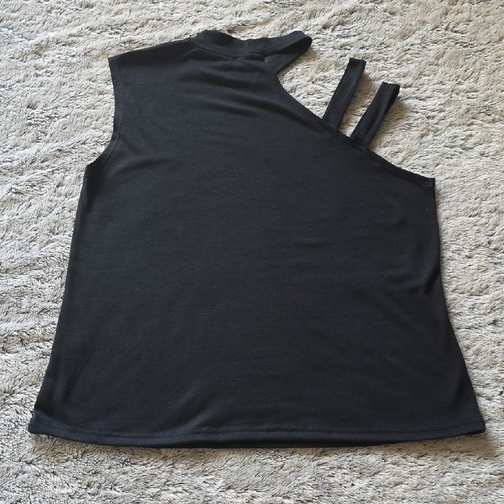 ๐ค EXCLUSIVE Black Sleeveless High Neck Top with Shoulder Straps. Size Medium - Picture 4 of 5